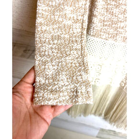 Altar’d State Women’s S Tan Cream Lace Long Sleeve Fringe Tunic Sweater Top - Picture 7 of 8